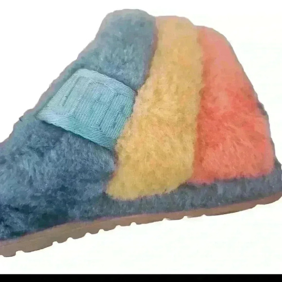 UGG Men Fluff You Stripes "Marina Blue/Multi" Slide  10 - Picture 10 of 12